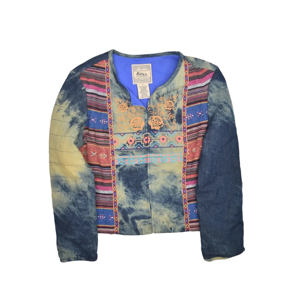 Flying Tomato Jacket Womens S Billy Southwestern Blanket Acid Wash Boho YJ1003